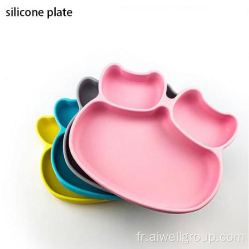 Aspiration animale Nouveau design mignon assiette de silicone bébé